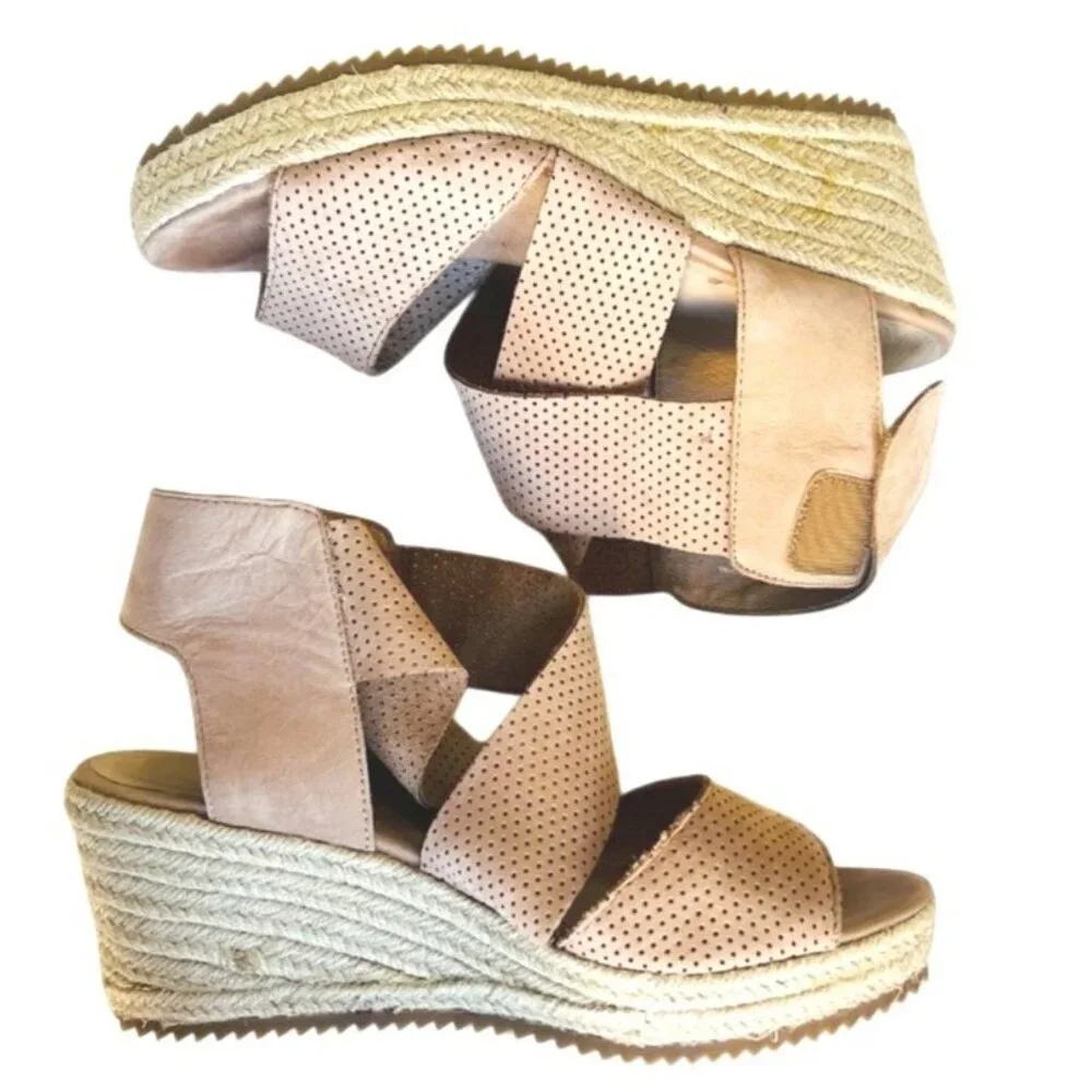 2/$30 Eileen Fisher Willow Espadrille Wedge Sandals Women's Size 8.5